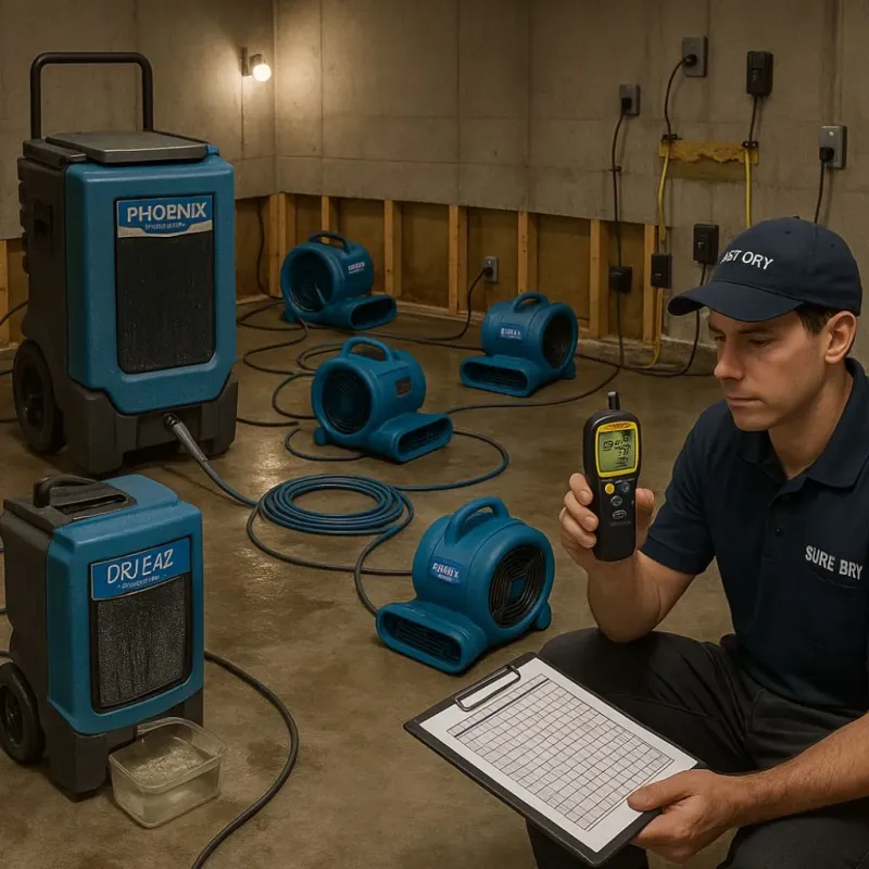 Structural Drying and Dehumidification process in Buxton, NC
